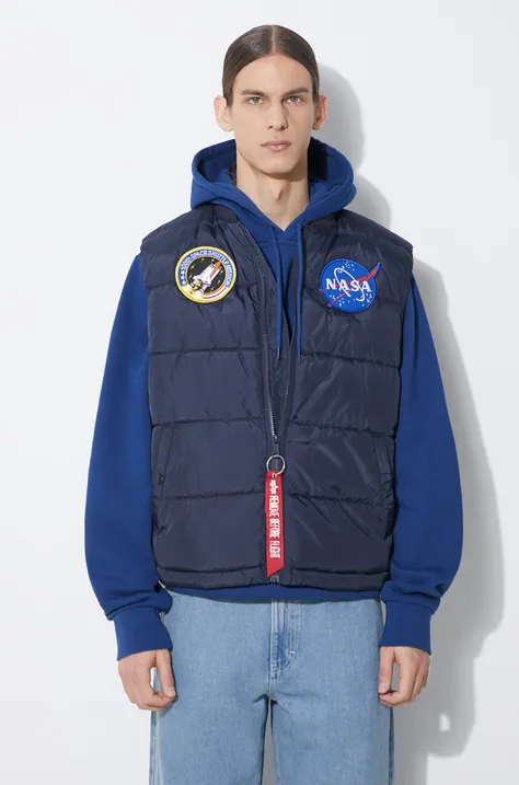 Безрукавка Alpha Industries Puffer Vest NASA мужская цвет синий зимняя 118124