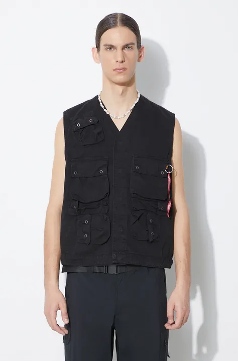 Alpha Industries vest Military Vest men’s black color 136113