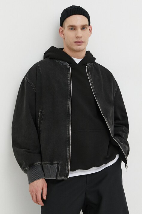 Diesel geacă bomber bărbați, culoarea negru, de tranziție, oversize A12827.09I35