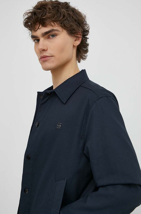 G-Star jacheta de bumbac culoarea bleumarin, de tranzitie