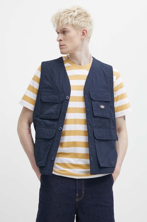 Dickies vesta FISHERSVILLE VEST barbati, culoarea albastru marin, de tranzitie, DK0A4YQP