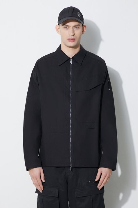 A-COLD-WALL* kurtka bawełniana Zip Overshirt kolor czarny przejściowa oversize ACWMSH138A