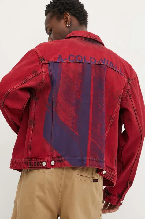Джинсова куртка A-COLD-WALL* Strand Trucker чоловіча колір бордовий перехідна oversize ACWMH054