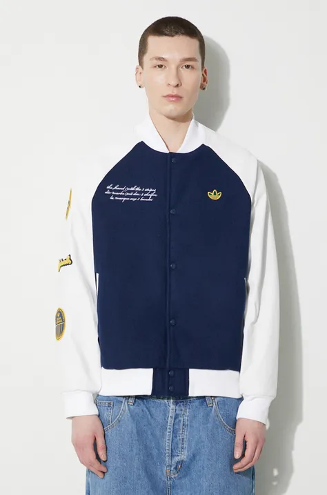 adidas Originals bomber jacket men’s navy blue color