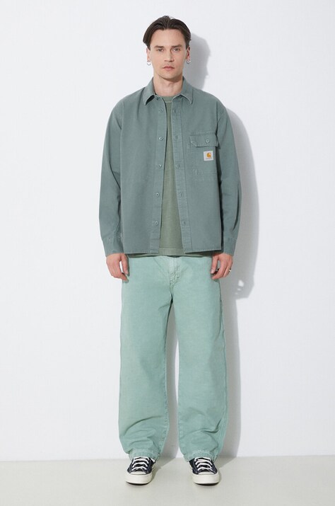 Carhartt WIP cotton shirt jacket Reno Shirt Jac green color I031447.1YFGD