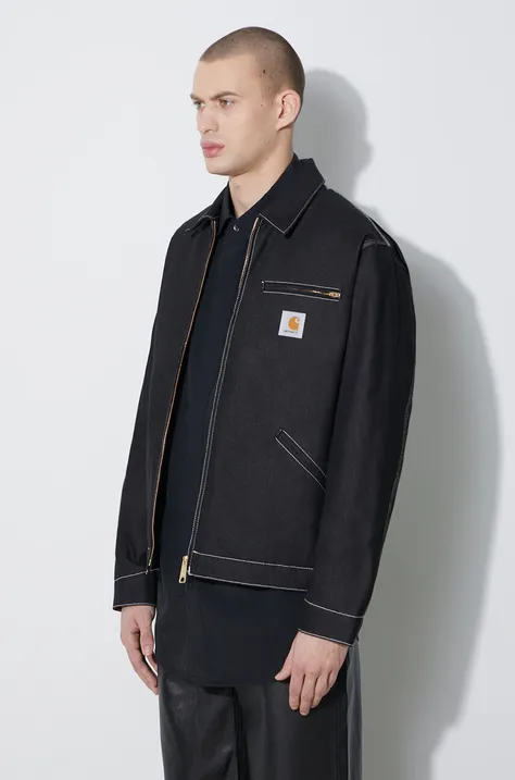 Rifľová bunda Carhartt WIP OG Detroit Jacket pánska, čierna farba, prechodná, oversize, I033039.8901