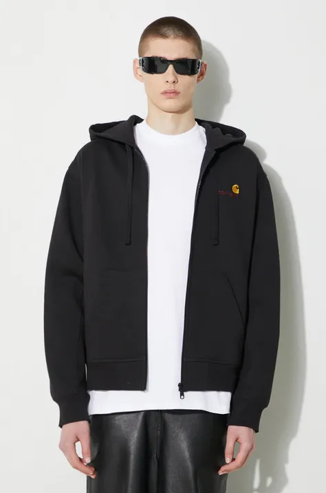 Carhartt WIP sweatshirt Hooded American Script Jacket men's black color I033063.89XX