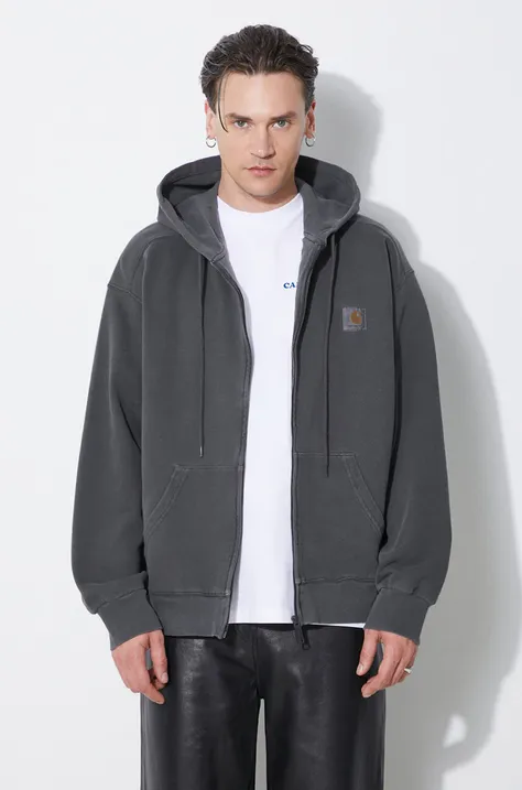 Carhartt WIP cotton sweatshirt Hooded Nelson Jacket men's gray color hooded smooth I033064.98GD