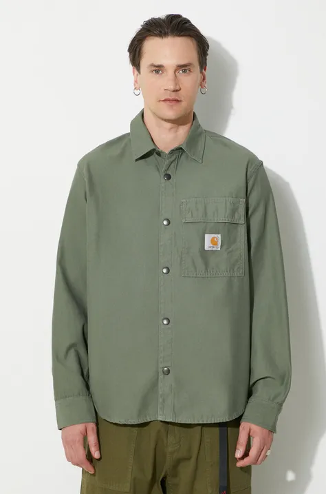Πουκάμισο μπουφάν Carhartt WIP Hayworth Shirt Jac χρώμα: πράσινο, I033443.66702