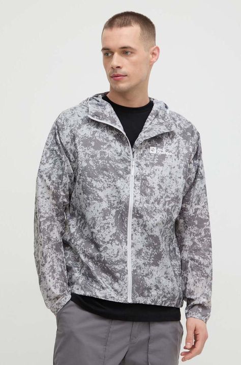 Outdoorová bunda Jack Wolfskin PRELIGHT WIND JKT šedá barva, 1307861