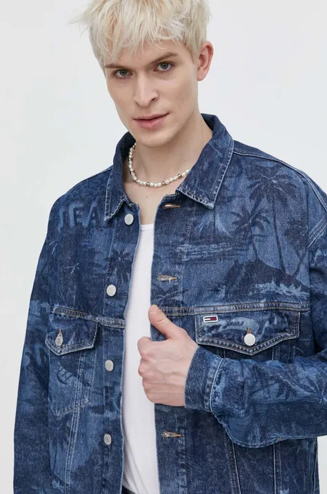 Tommy Jeans geacă din denim bărbați, culoarea bleumarin, de tranziție DM0DM18971