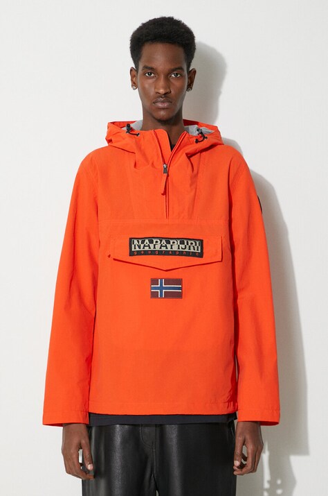 Bunda Napapijri Rainforest M Sum 3 pánska, oranžová farba, prechodná, NP0A4G7DA631