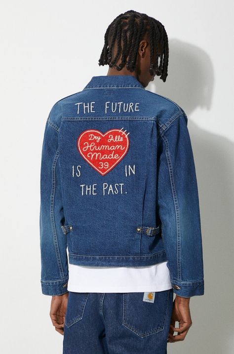Rifľová bunda Human Made Denim Work Jacket pánska, tmavomodrá farba, prechodná, HM27JK015
