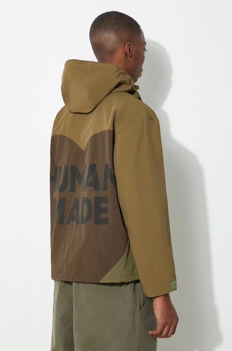 Human Made geaca Anorak Parka barbati, culoarea verde, de tranzitie, HM27JK005