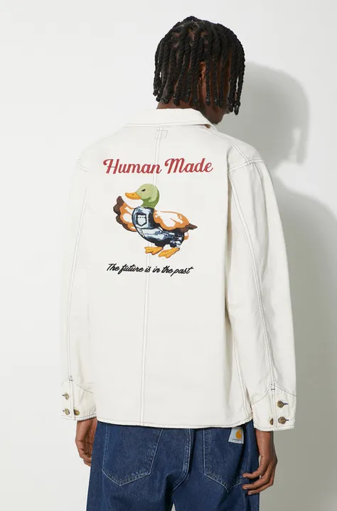 Human Made geaca Garment Dyed Coverall Jacket barbati, culoarea bej, de tranzitie, HM27JK013