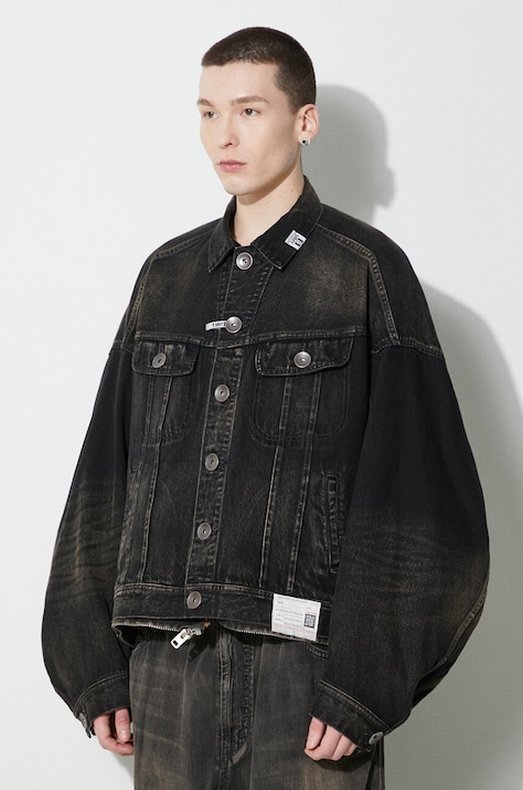 Džínová bunda Maison MIHARA YASUHIRO Combination Denim Jacket pánská, černá barva, přechodná, oversize, A12BL022