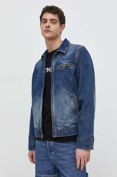 Guess Originals geacă din denim bărbați, culoarea bleumarin, de tranziție