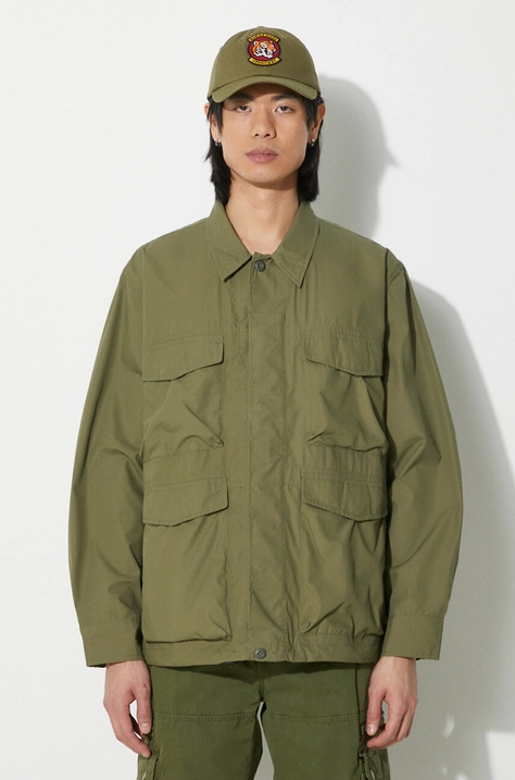 Universal Works geaca Parachute Field Jacket barbati, culoarea verde, de tranzitie, 30115.OLIVE