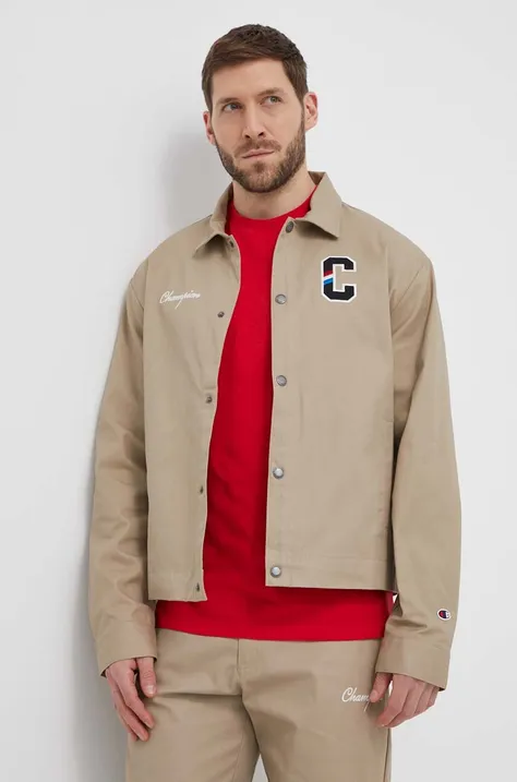 Хлопковая куртка-рубашка Champion цвет бежевый переходная 219859