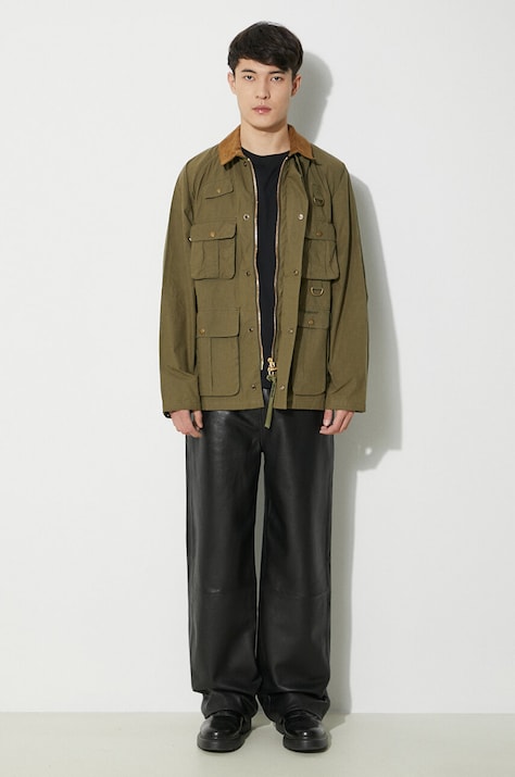 Bavlněná bunda Barbour Modified Transport Casual zelená barva, MCA0966