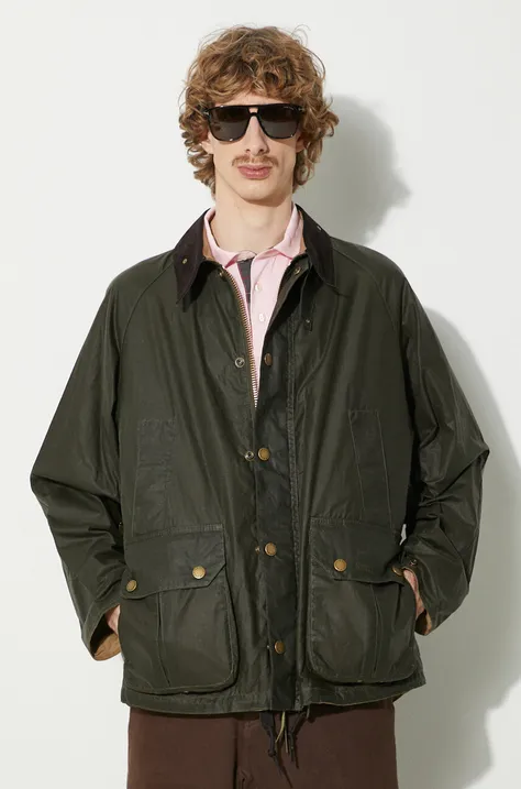 Barbour jacket Wax Deck Jacket men's green color MWX2280