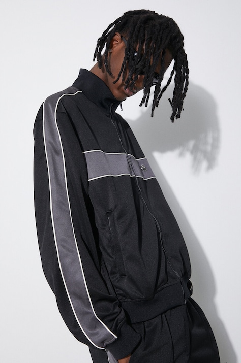 Mikina AMBUSH Track Jacket Tap pánská, černá barva, vzorovaná, BMBD003S24JER