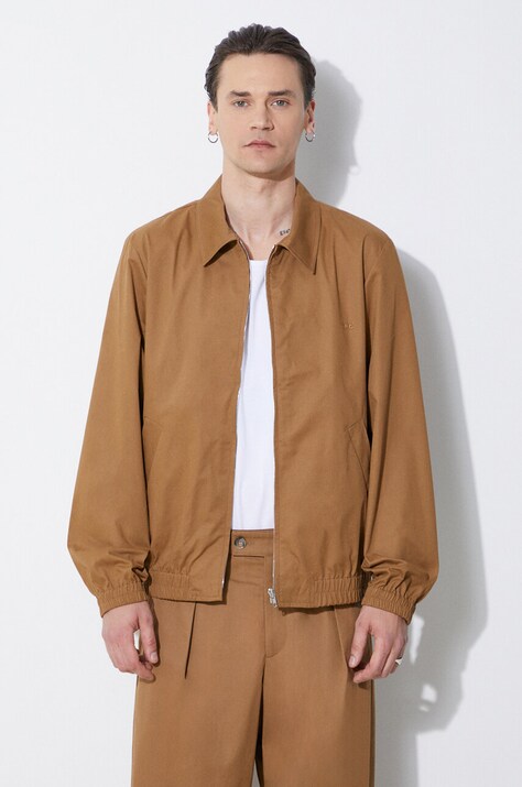 Bunda A.P.C. blouson gilbert pánská, hnědá barva, přechodná, COGXS-H02922