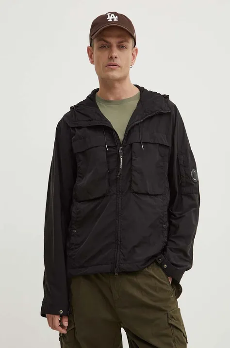 C.P. Company rövid kabát Chrome-R Hooded férfi, fekete, átmeneti, oversize, 16CMOW036A005904G