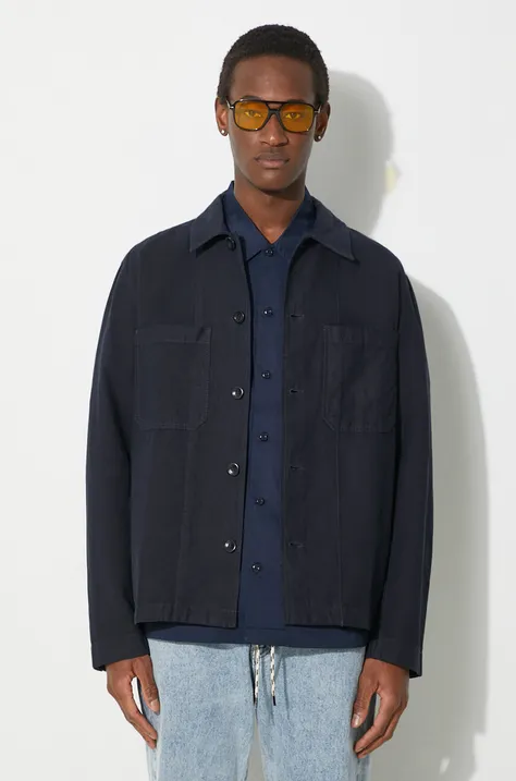 Norse Projects shirt jacket Tyge Cotton Linen navy blue color N50.0244.7004
