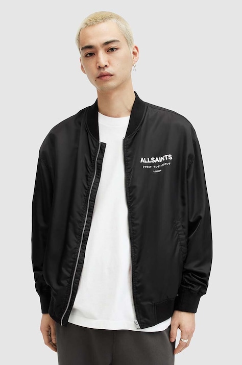 Μπουφάν bomber AllSaints UNDERGROUND BOMBER ανδρικό, χρώμα: μαύρο, MJ561Z