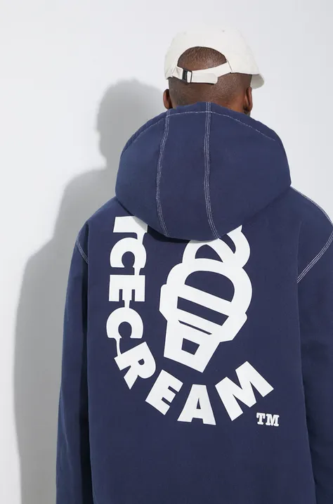 Βαμβακερό σακάκι ICECREAM Hooded Work χρώμα: ναυτικό μπλε, IC24104