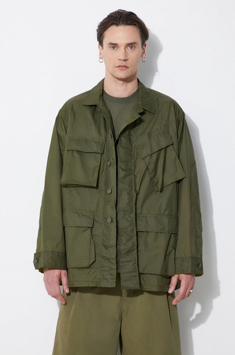 Engineered Garments geaca BDU Jacket barbati, culoarea verde, de tranzitie, oversize, OR177.KD001