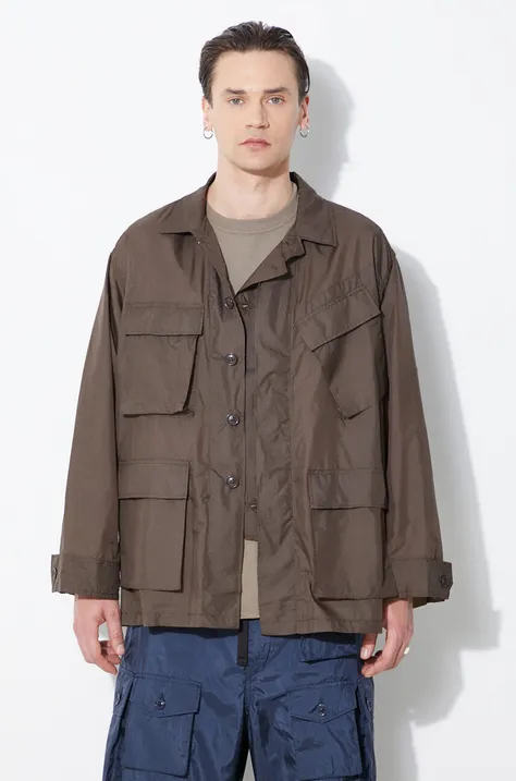Engineered Garments geaca BDU Jacket barbati, culoarea verde, de tranzitie, oversize, OR177.KD018