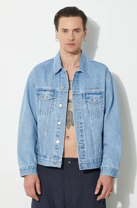 A Bathing Ape giacca di jeans Metal Logo Pin Denim Jacket uomo colore blu  1J80140056