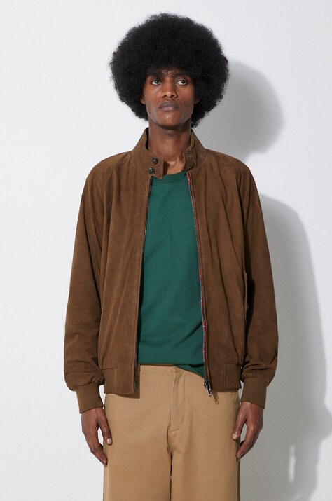 Baracuta geaca din piele intoarsa G9 Suede barbati, culoarea verde, de tranzitie, BRCPS0939