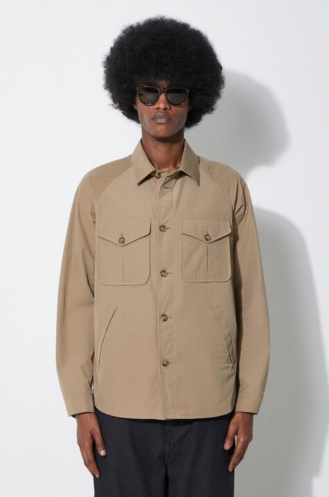 Baracuta geaca Shirt Jacket Br Cloth barbati, culoarea bej, de tranzitie, BRCPS1044