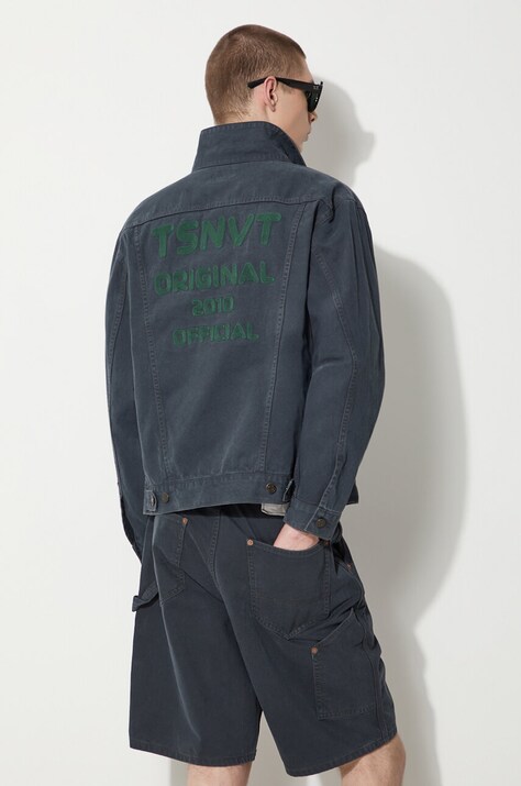 thisisneverthat geacă din denim Trucker bărbați, culoarea bleumarin, de tranziție, oversized, TN241WOWLS06