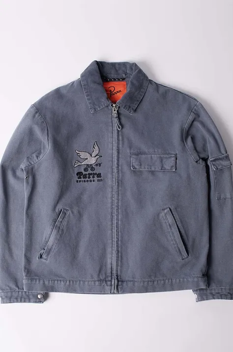 by Parra cotton jacket Twilled Bird Wheel blue color 51350