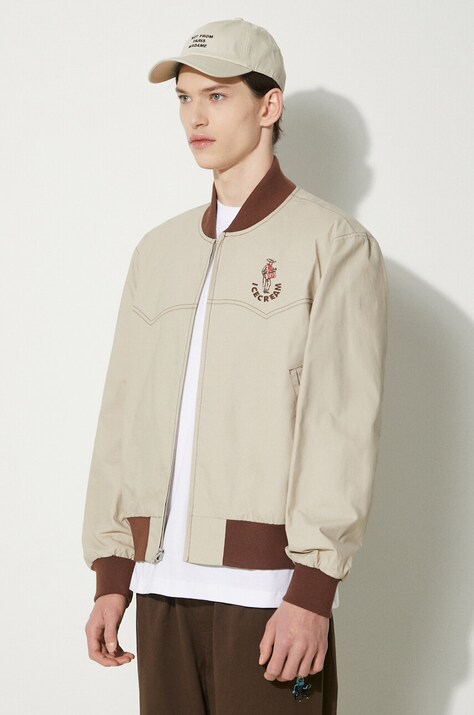 ICECREAM geaca bomber Western Bomber barbati, culoarea bej, de tranzitie, IC24202