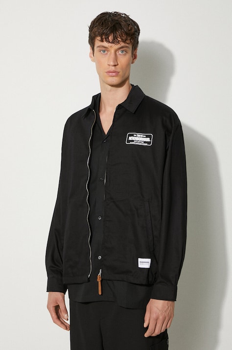 NEIGHBORHOOD kurtka bawełniana Zip Work Jacket kolor czarny przejściowa oversize 241TSNH.JKM02