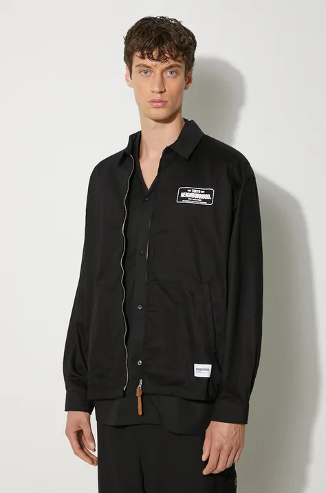Pamučna jakna NEIGHBORHOOD Zip Work Jacket boja: crna, za prijelazno razdoblje, oversize, 241TSNH.JKM02