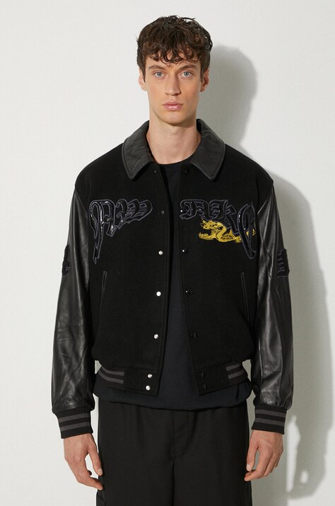 Вовняна куртка Awake NY Varsity Jacket — SS24-KUM0SH, чорний — фото 4
