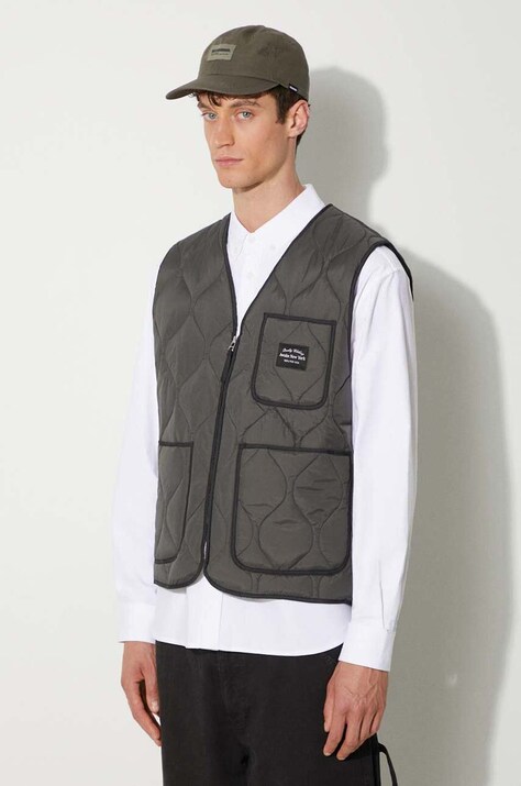 Awake NY vesta Quilted Vest barbati, culoarea gri, de tranzitie, SP24-OT003