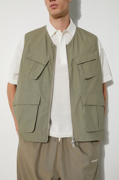 MKI MIYUKI ZOKU Ripstop Cargo Vest culoarea verde, de tranzitie, RIPSTOP.CARGO.VEST