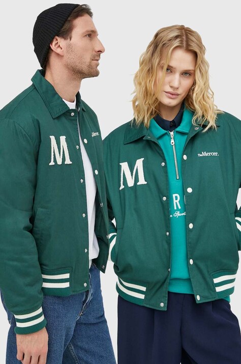 The Mercer Brand jacheta de bumbac culoarea verde, de tranzitie