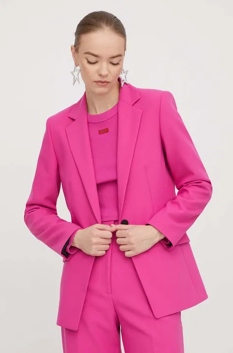 Пиджак HUGO цвет розовый однобортный однотонная