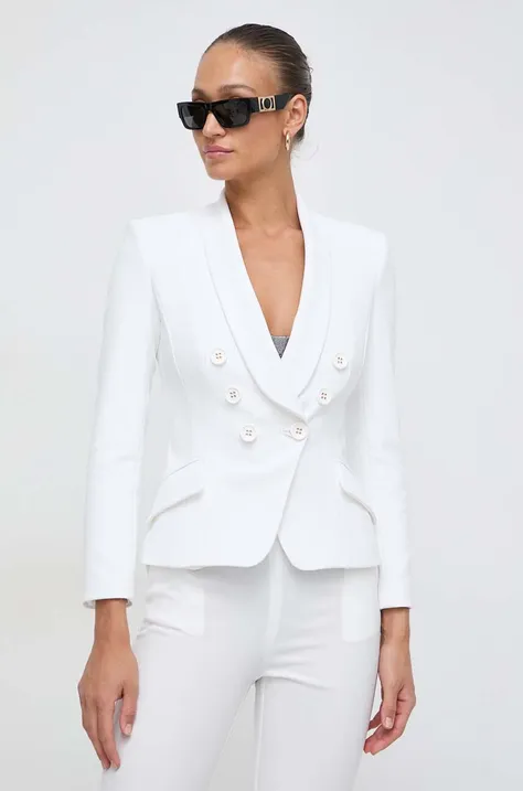 Піджак Elisabetta Franchi колір білий двобортний однотонна