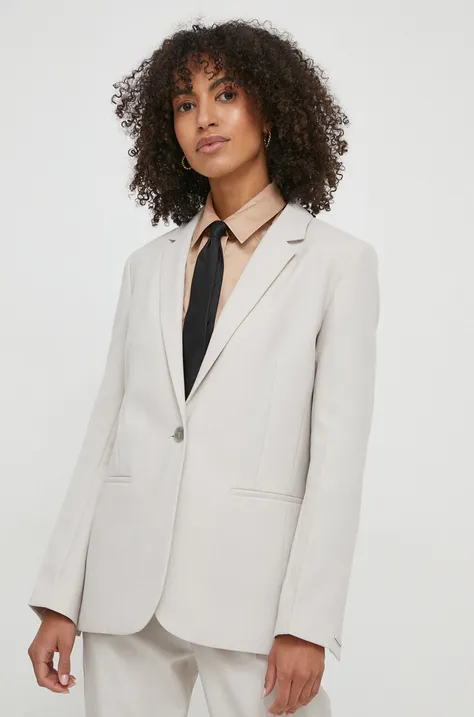 Пиджак Calvin Klein цвет серый однобортный однотонная