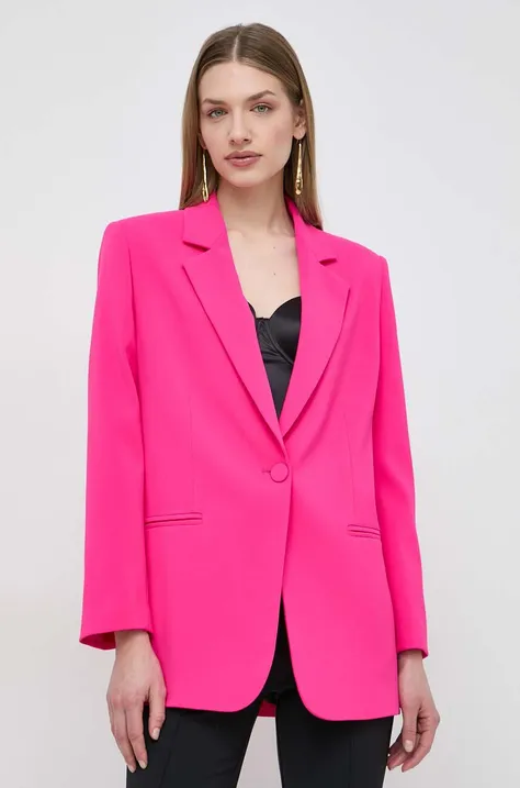 Піджак Pinko колір рожевий однобортний однотонна