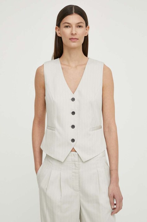 Vesta Bruuns Bazaar PinBBBielle waistcoat šedá farba, jednoradová, BBW4014